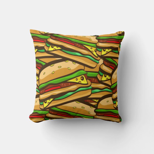 Coussin Wagon-restaurant gras de l'hamburger | de fromage (Recto)