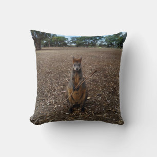 Coussin Wallaby Australienne Tenant Un Bâton,