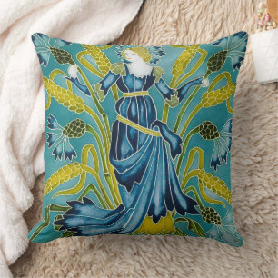 Coussin Walter Crane Bleuet des arts et métiers