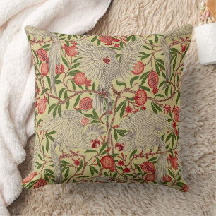 Coussin Walter Crane Cacatoès rosalbin Grenade rouge Art