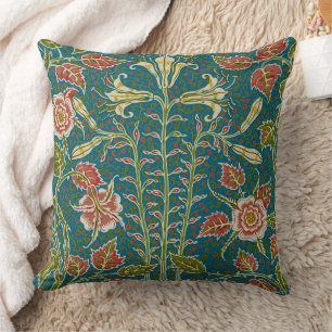 Coussin Walter Crane Fleur de Lys et Rose Floral Vintage