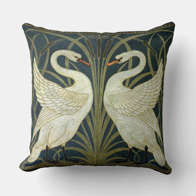 Coussin Walter Crane Swan & Rush and Iris Victorian  (Recto)