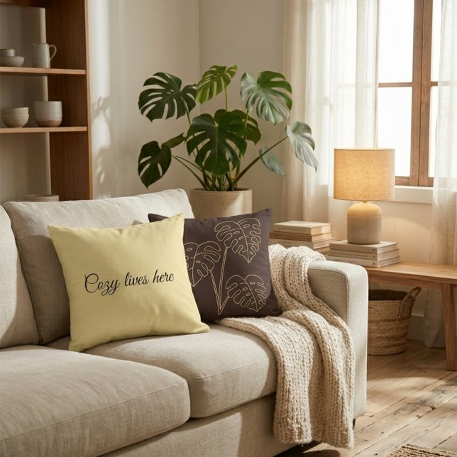 Coussin Warm Minimalist Botanical Throw Pillow - 90s Retro (Créateur téléchargé)