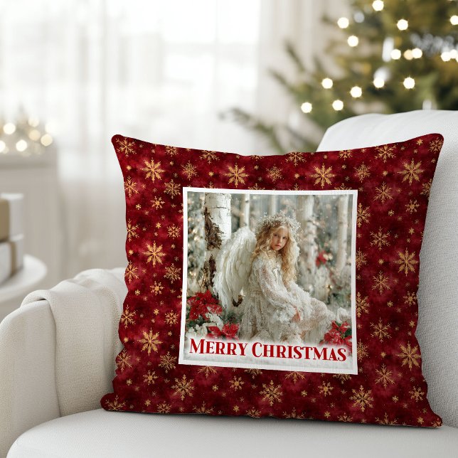Coussin Warm Red and Gold Angel Victorian Christmas Pillow (Warm Red and Gold Angel Victorian Christmas Pillow)