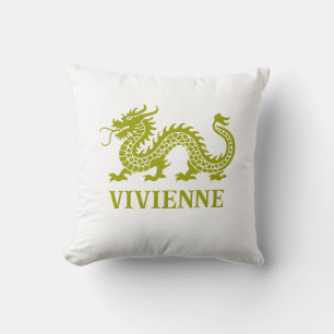 Coussin Wasabi Green Chinoiserie Dragon Nom personnalisé