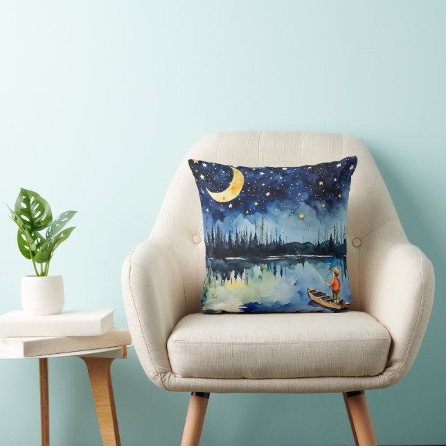 Coussin Watercolor Boy Pêche La Nuit (Chaise)