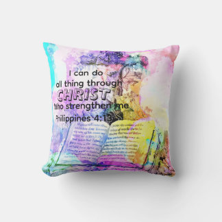 Coussin Watercolor cross bible verse Christian