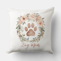 Watercolor Floral Paw Print Dog Mom Home Decor