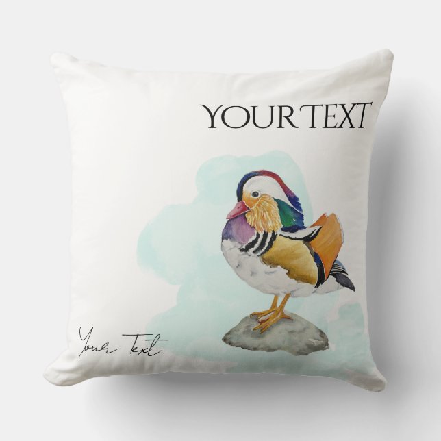 Coussin Watercolor Mandarin Duck (Recto)