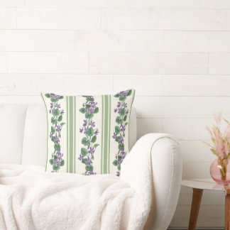 Coussin Watercolor violets and stripes