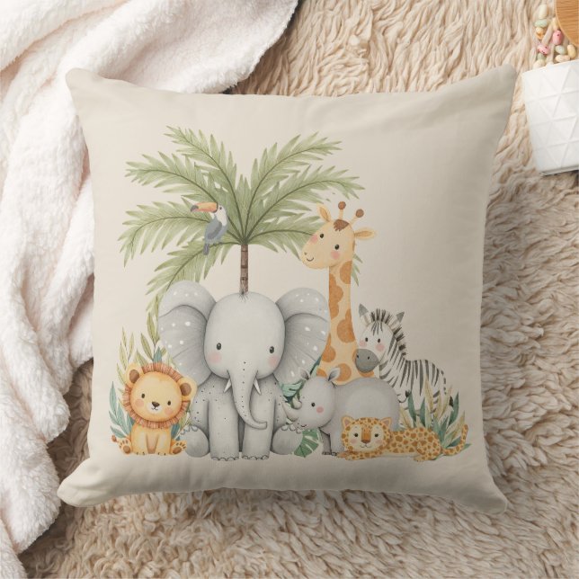 Coussin Watercolor Whimsical Animal Safari (Couverture)