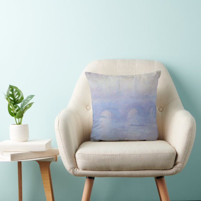 Coussin Waterloo Bridge, effet de brouillard par Claude Mo (Chaise)