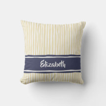Wavy Painterly Stripes Navy and Cream With Name