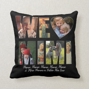 Coussin We Love Heart MIMI Ajouter Photos Noms Texte sur N