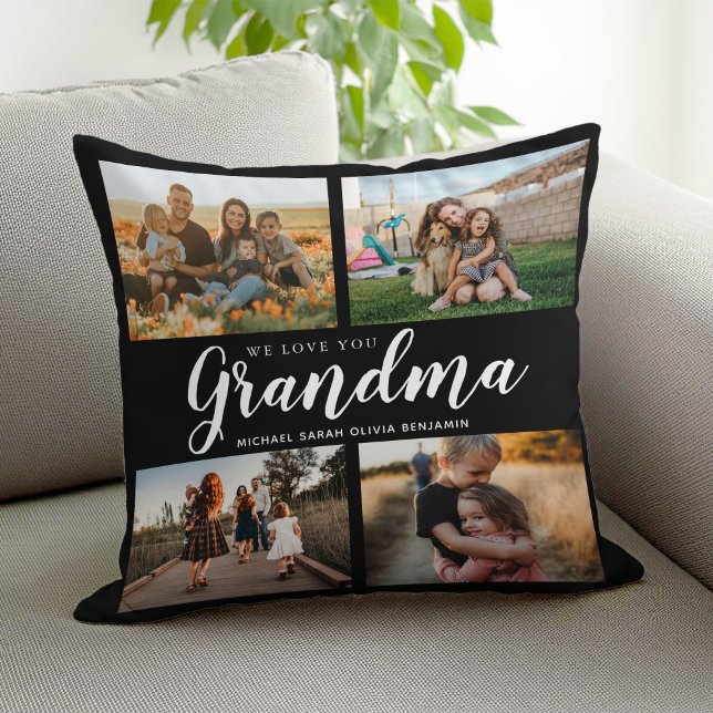 Coussin We Love You Grand-mère 4 Photo Collage (Créateur téléchargé)