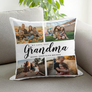 Coussin We Love You Grand-mère 4 Photo Collage
