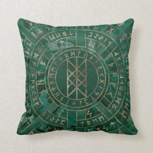 Coussin Web of Wyrd - Malachite, cuir et or