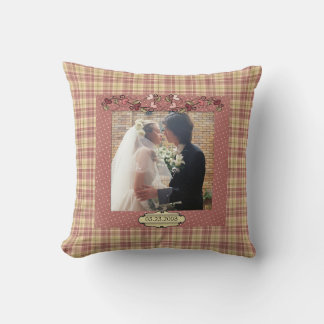 Coussin Wedding Photo and Date Throw Pillow