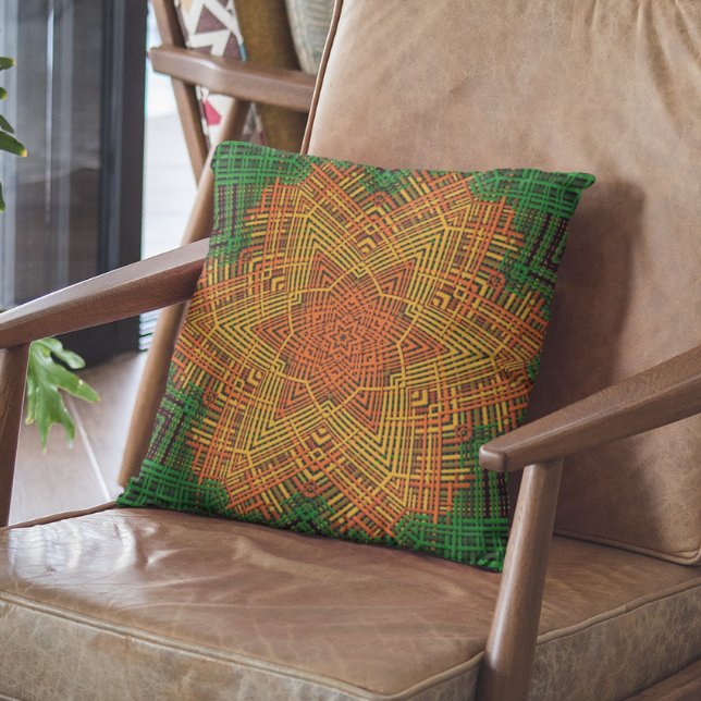 Coussin Weer Mandala jaune orange et vert (Créateur téléchargé)