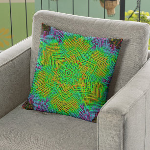 Coussin Weer Mandala Orange Vert et Bleu