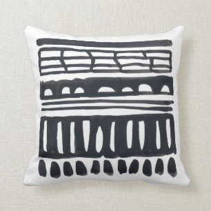 Coussin Weft I Aquarelle noire moderne