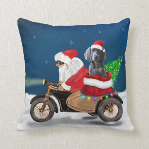 Coussin Weimaraner Chien Noël Père Noël