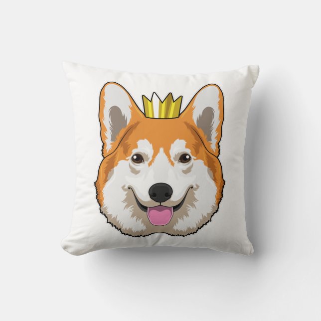 Coussin Welsh Corgi with Crown (Recto)