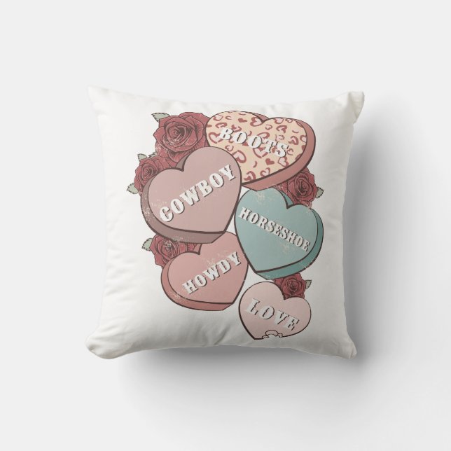Coussin Western Country Saint Valentin Coeurs (Recto)