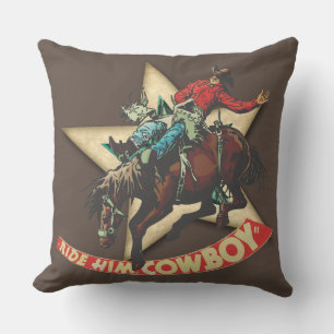 Coussin Western Rodeo Cowboy Bronc Rider Ride em Cowboy