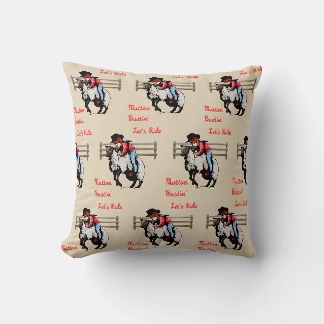 Coussin Western Rodeo Mutton Bustin' Kid (Recto)