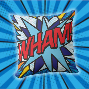 Coussin WHAM Amusant Rétro Bande Dessinée Pop Art