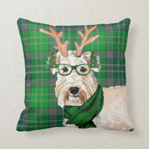 Coussin Wheaten Terrier Green Holiday Plaid Christmas Chie