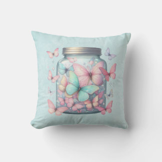 Coussin Whimsical Butterflies in a Jar