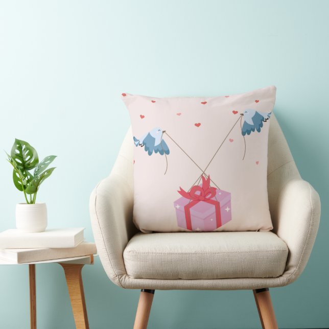 Coussin Whimsical Christmas Pillow with Hearts (Chaise)
