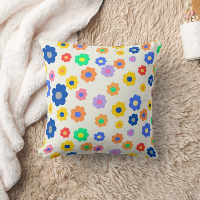 Coussin Whimsical coloré Y2K Floral Retro Gourme (Couverture)