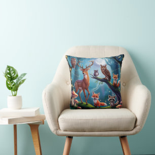 Coussin Whimsical Enchanted Forest Animaux
