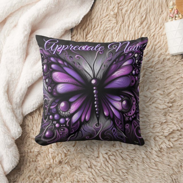 Coussin Whimsical Gothic Butterfly Purple Personalized (Couverture)