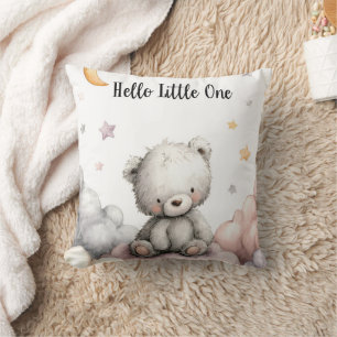 Coussin Whimsical "Hello Little One" Teddy Bear