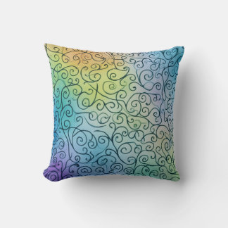 Coussin Whimsical Rainbow Motif Abstrait coloré