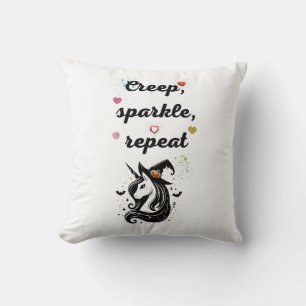 Coussin Whimsical Unicorn Line Art – "Creeper, Sparkle, Re