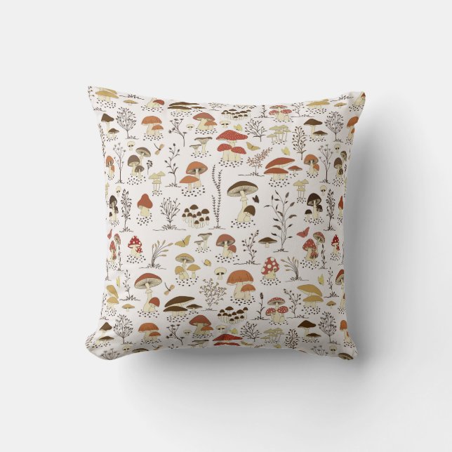 Coussin Whimsical Woodland Champhrooms Motif (Recto)