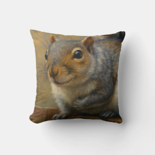 Coussin Whimsy des bois - Portrait réaliste des écureuil