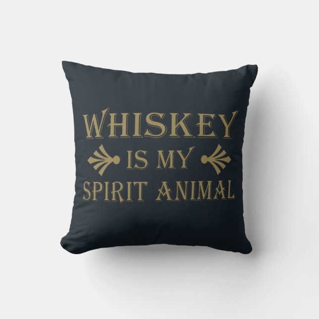 Coussin Whiskey est mon animal d'esprit drôle de dire alco (Recto)