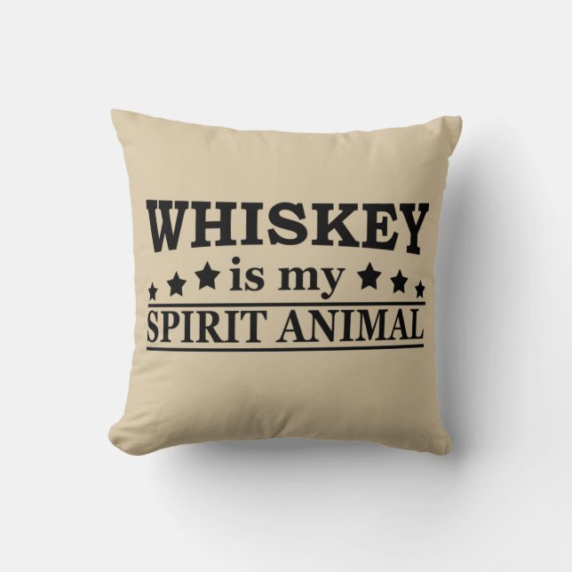 Coussin Whiskey est mon animal d'esprit drôle de dire alco (Recto)