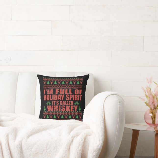 Coussin Whiskey est mon esprit drôle et moche pull de Noël (Canapé)