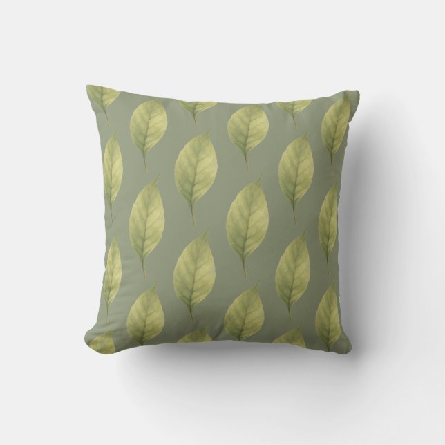 Coussin Whispering Leaves Sage (Recto)