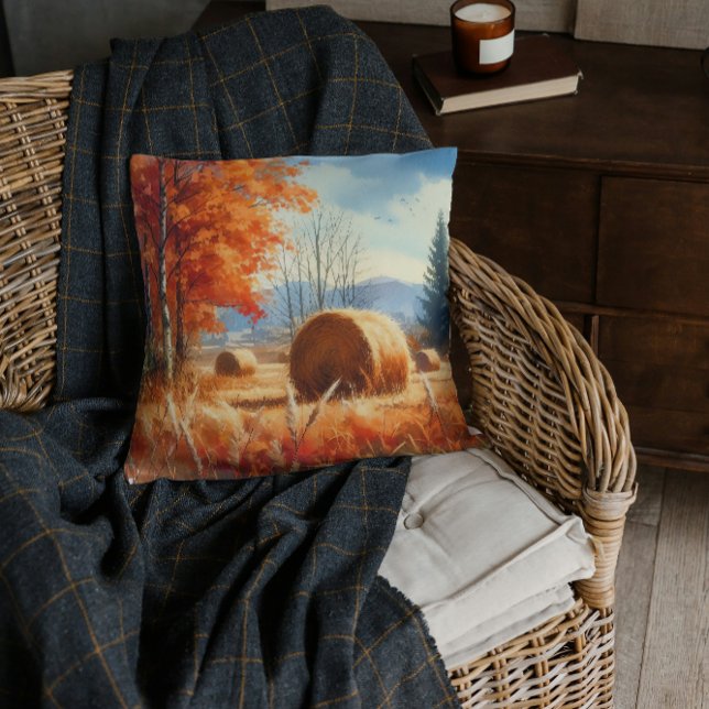 Coussin Whispers d'automne : Une Sérénade d'aquarelle (Créateur téléchargé)