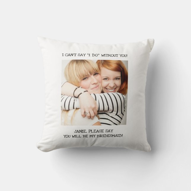 Coussin White Best Friend Photo Bridesmaid Invitation (Recto)
