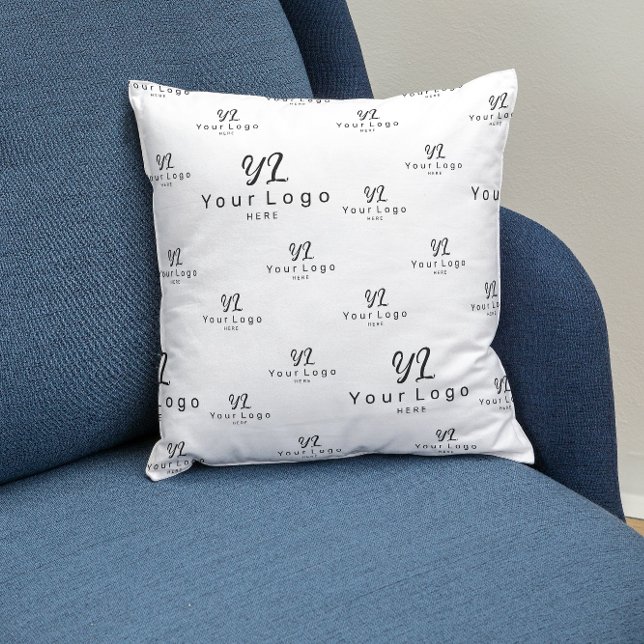 Coussin White Business Logo motif Marque salle d'événement (Créateur téléchargé)
