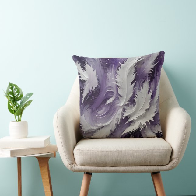 Coussin White Feathery and Purple (Chaise)